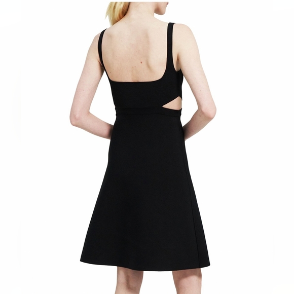Theory Black Cutout Crepe Knit Dress - Picture 3 of 12